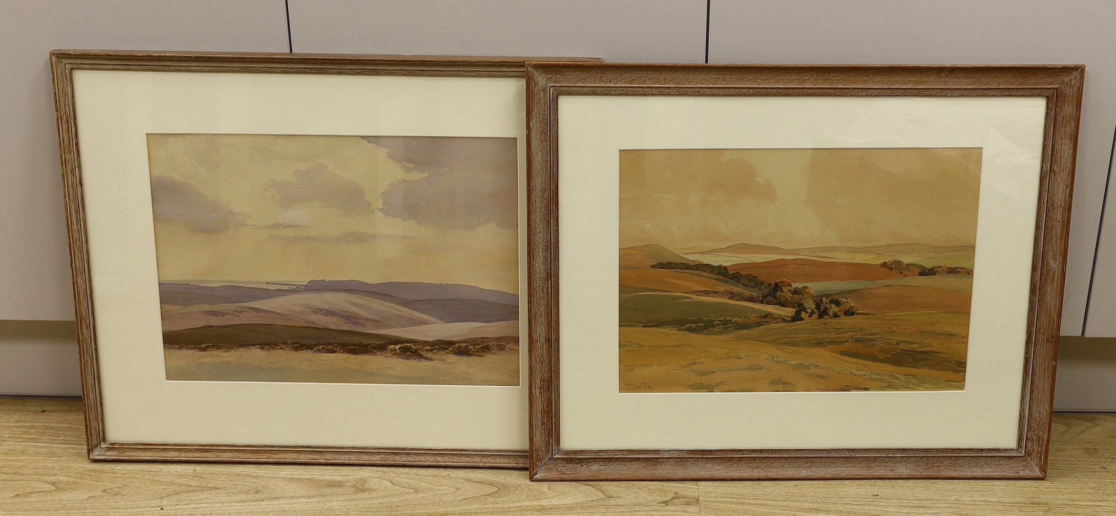 Walter Robert Stewart Acton (1879-1960), two watercolours, Sussex landscapes, signed, 32 x 44cm, frames differ